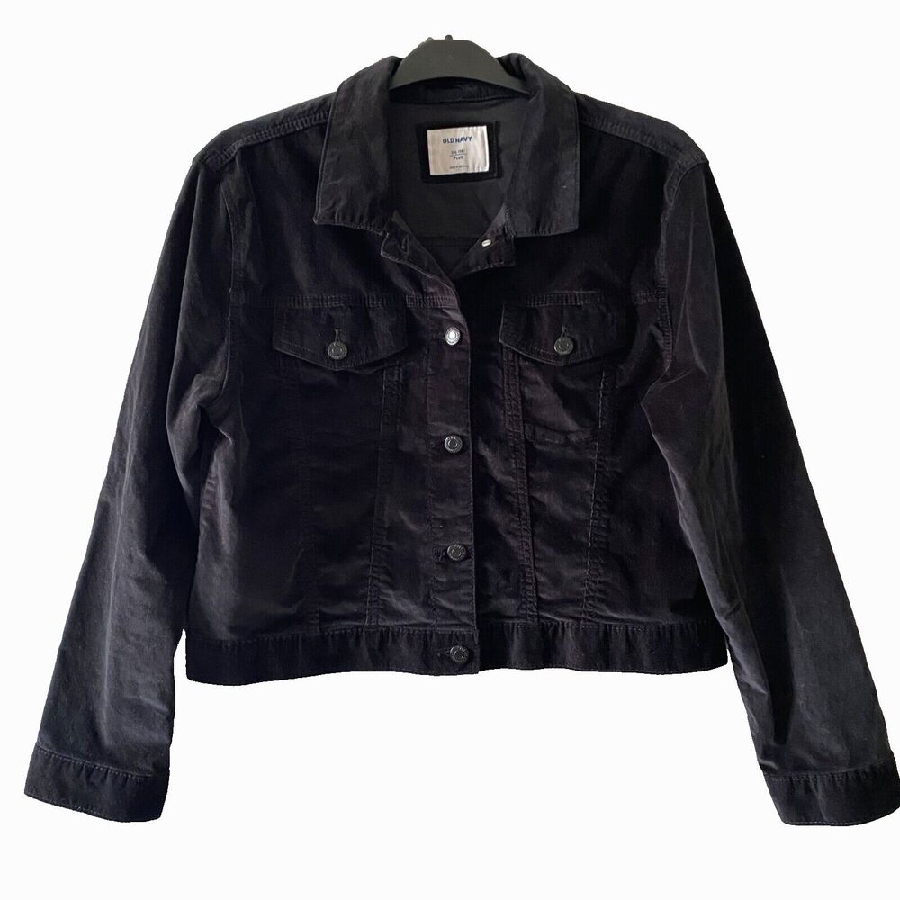 Old Navy Velvet Jacket Girls XXL 18 Black Excellent Cropped Plus Outerwear‎